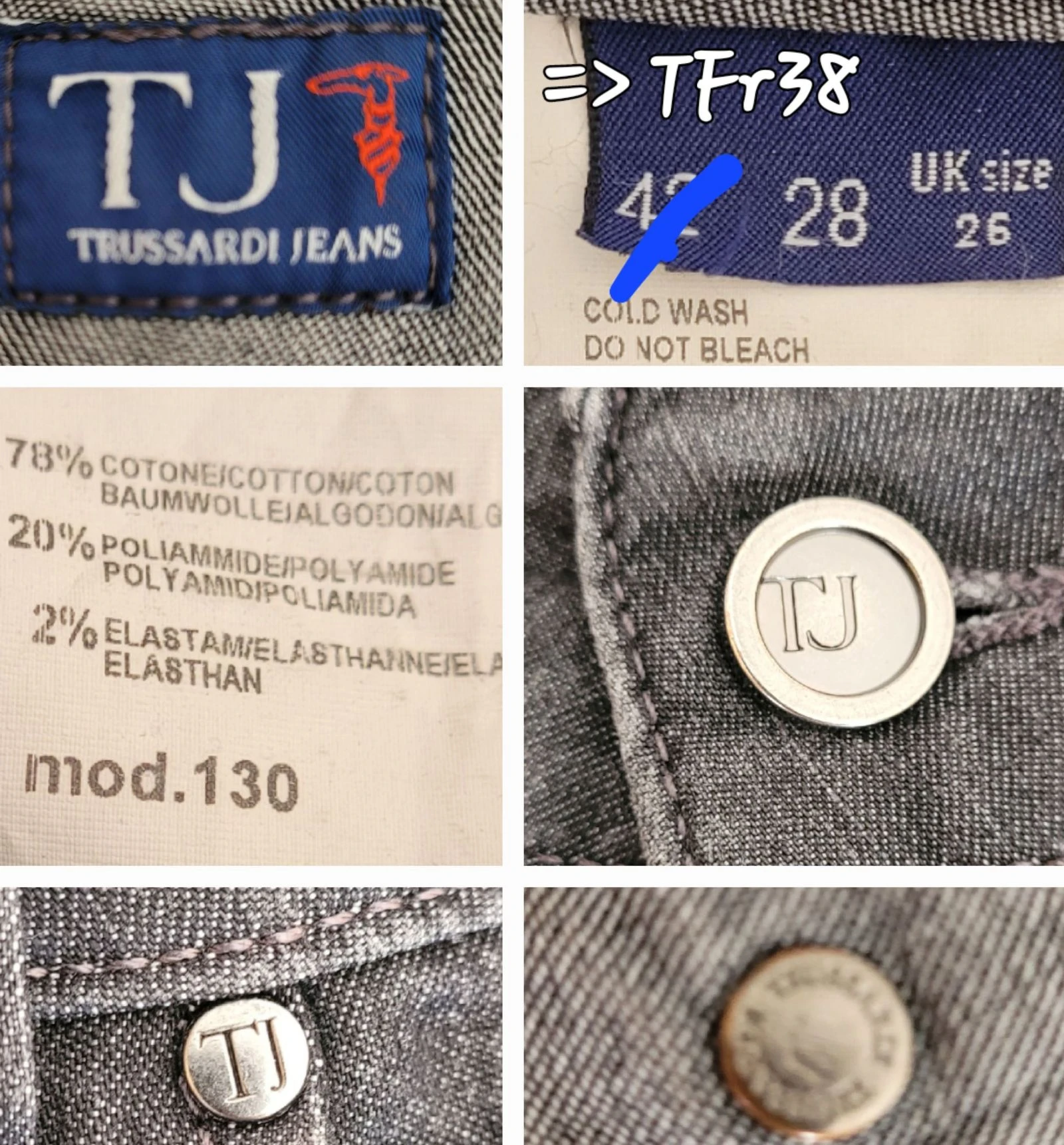 Trussardi Jean TFr38/TM-Cinza-Mod. 130-Corte Reto e Justo em OT – photo 7